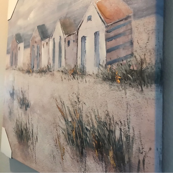 Beach House Scene Mounted Cavas Oil Painting on Print NWT - Picture 4 of 5